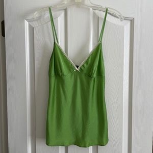 Theory green silk spaghetti strap camisole top